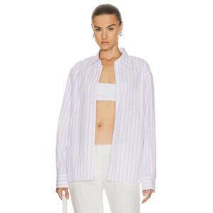 Acne Studios Button Up Shirt in White & Rose Pink Small New Womens Blouse as-is